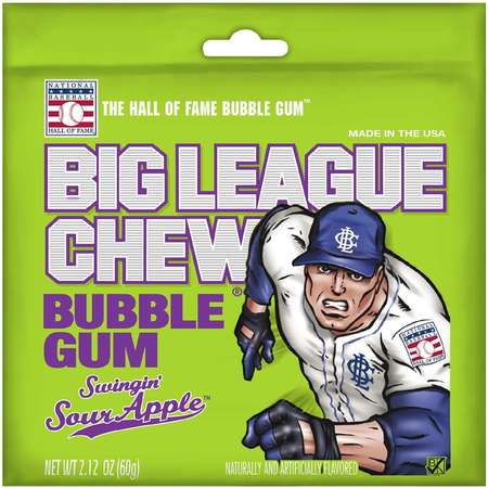 Big League Chew Swingin' Sour Apple Bubble Gum 2.12 oz., PK108 -  66002